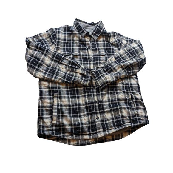 LL Bean Fleece Flannel Shirt Jacket Men Large Lined Plaid Sherpa Lumberjack Work - Picture 12 of 14